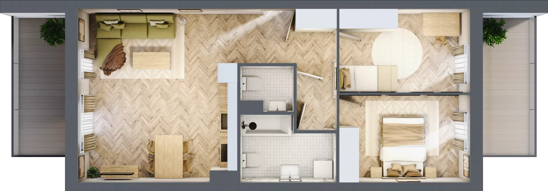 3 pokoje, mieszkanie 62,21 m², piętro 3, oferta nr B2.3.3, Apartamenty Nowe Miasto, Zgierz, ul. Orla 12