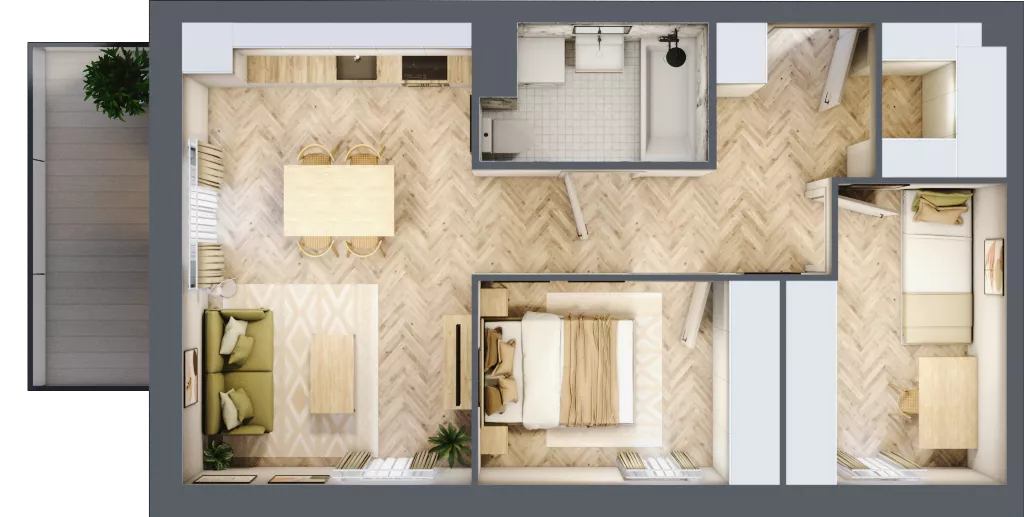 3 pokoje, mieszkanie 52,32 m², piętro 4, oferta nr B1.4.3, Apartamenty Nowe Miasto, Zgierz, ul. Orla 12