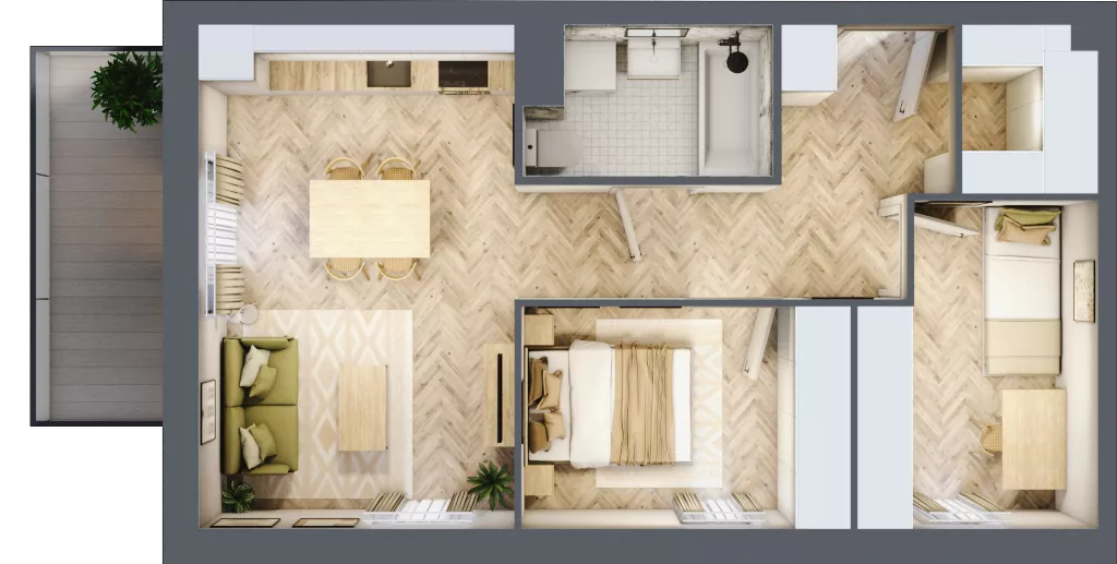 3 pokoje, mieszkanie 52,41 m², piętro 3, oferta nr B1.3.3, Apartamenty Nowe Miasto, Zgierz, ul. Orla 12