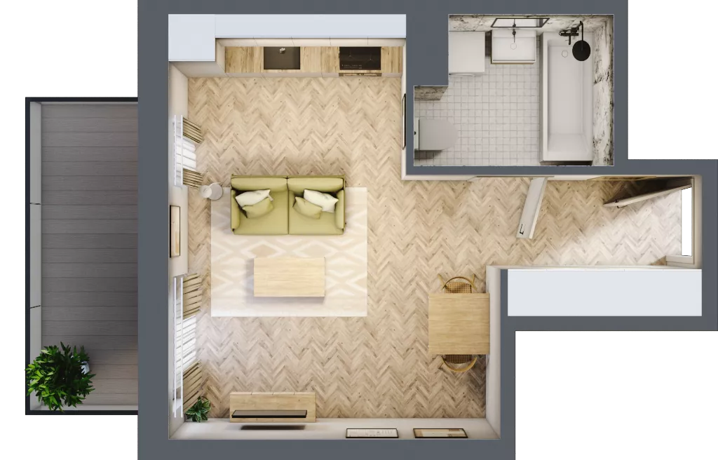 1 pokój, mieszkanie 30,28 m², piętro 3, oferta nr B1.3.6, Apartamenty Nowe Miasto, Zgierz, ul. Orla 12