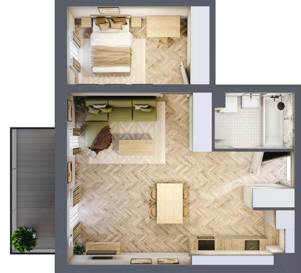 2 pokoje, mieszkanie 52,25 m², piętro 4, oferta nr B2.4.5, Apartamenty Nowe Miasto, Zgierz, ul. Orla 12