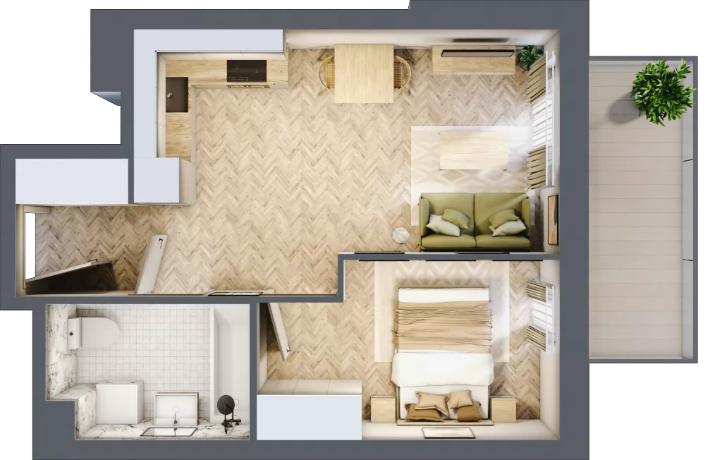 2 pokoje, mieszkanie 35,95 m², piętro 3, oferta nr B1.3.10, Apartamenty Nowe Miasto, Zgierz, ul. Orla 12