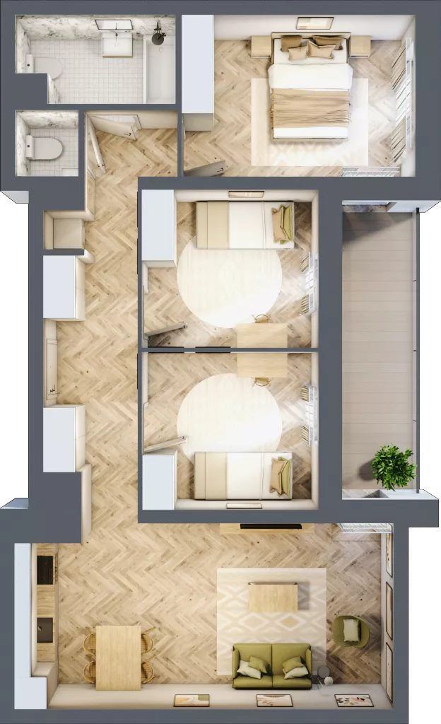 4 pokoje, mieszkanie 75,97 m², piętro 8, oferta nr 188, Nowy Czechów, Lublin, Czechów Południowy, ul. Kameralna 3