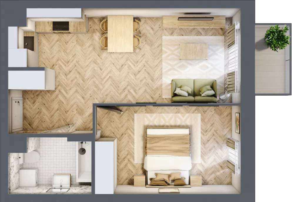 2 pokoje, mieszkanie 43,59 m², piętro 7, oferta nr 178, Nowy Czechów, Lublin, Czechów Południowy, ul. Kameralna 3