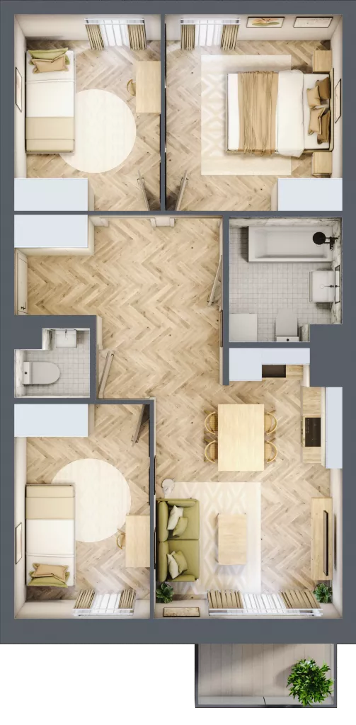 4 pokoje, mieszkanie 63,66 m², piętro 4, oferta nr 219, Nowy Czechów, Lublin, Czechów Południowy, ul. Kameralna 3