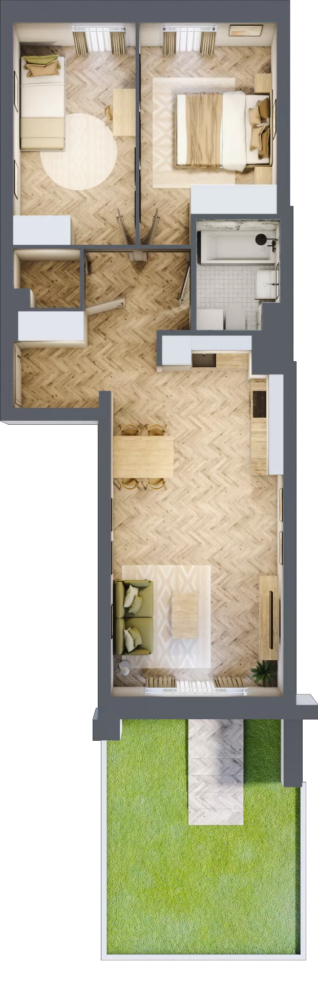 3 pokoje, mieszkanie 61,87 m², parter, oferta nr 1, Nowy Czechów, Lublin, Czechów Południowy, ul. Kameralna 3