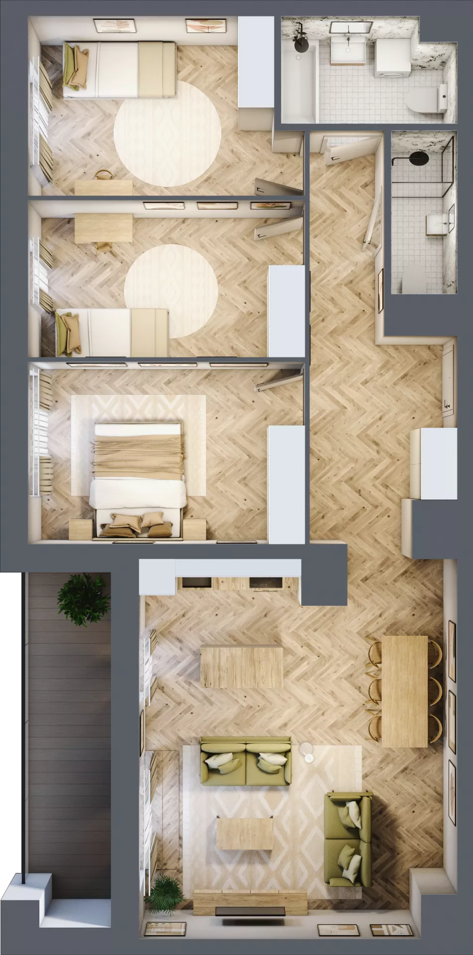 4 pokoje, mieszkanie 90,52 m², piętro 9, oferta nr 197, Nowy Czechów, Lublin, Czechów Południowy, ul. Kameralna 3
