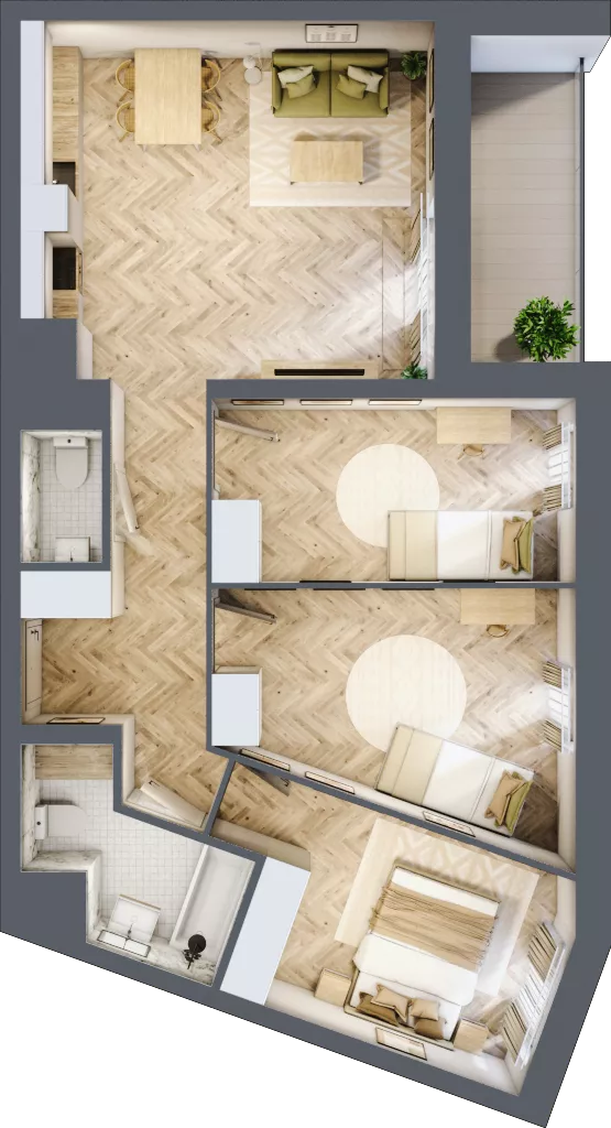 4 pokoje, mieszkanie 76,74 m², piętro 9, oferta nr 195, Nowy Czechów, Lublin, Czechów Południowy, ul. Kameralna 3
