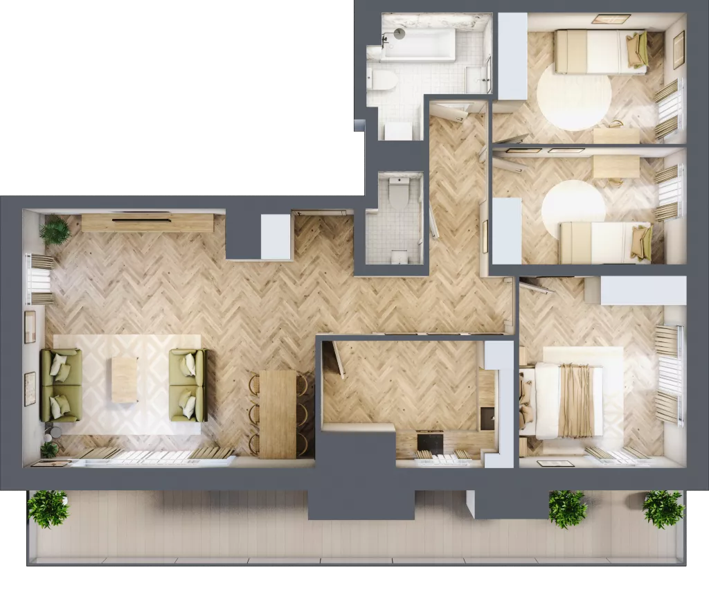 4 pokoje, mieszkanie 93,17 m², piętro 8, oferta nr 105, Nowy Czechów, Lublin, Czechów Południowy, ul. Kameralna 3
