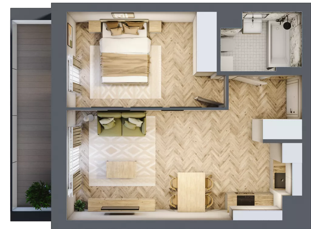 2 pokoje, mieszkanie 42,59 m², piętro 5, oferta nr 164, Nowy Czechów, Lublin, Czechów Południowy, ul. Kameralna 3