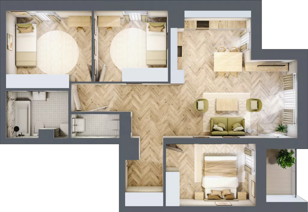 4 pokoje, mieszkanie 78,53 m², piętro 9, oferta nr 193, Nowy Czechów, Lublin, Czechów Południowy, ul. Kameralna 3