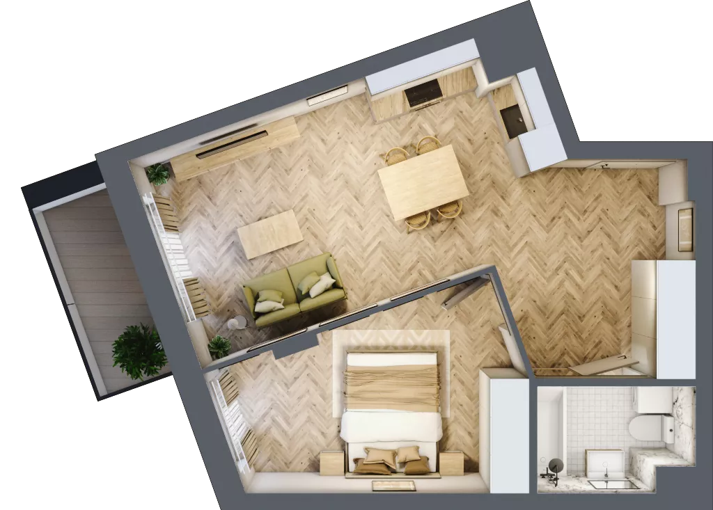 2 pokoje, mieszkanie 45,53 m², parter, oferta nr 113, Nowy Czechów, Lublin, Czechów Południowy, ul. Kameralna 3
