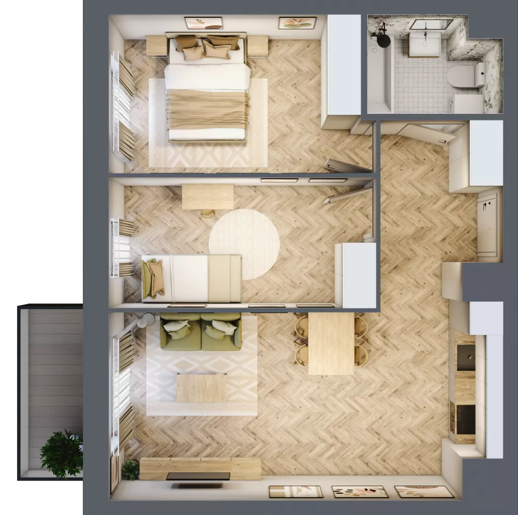 3 pokoje, mieszkanie 59,14 m², piętro 5, oferta nr 165, Nowy Czechów, Lublin, Czechów Południowy, ul. Kameralna 3