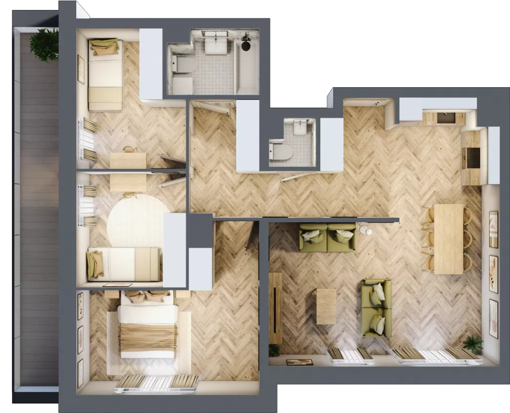 4 pokoje, mieszkanie 83,86 m², piętro 8, oferta nr 239, Nowy Czechów, Lublin, Czechów Południowy, ul. Kameralna 3