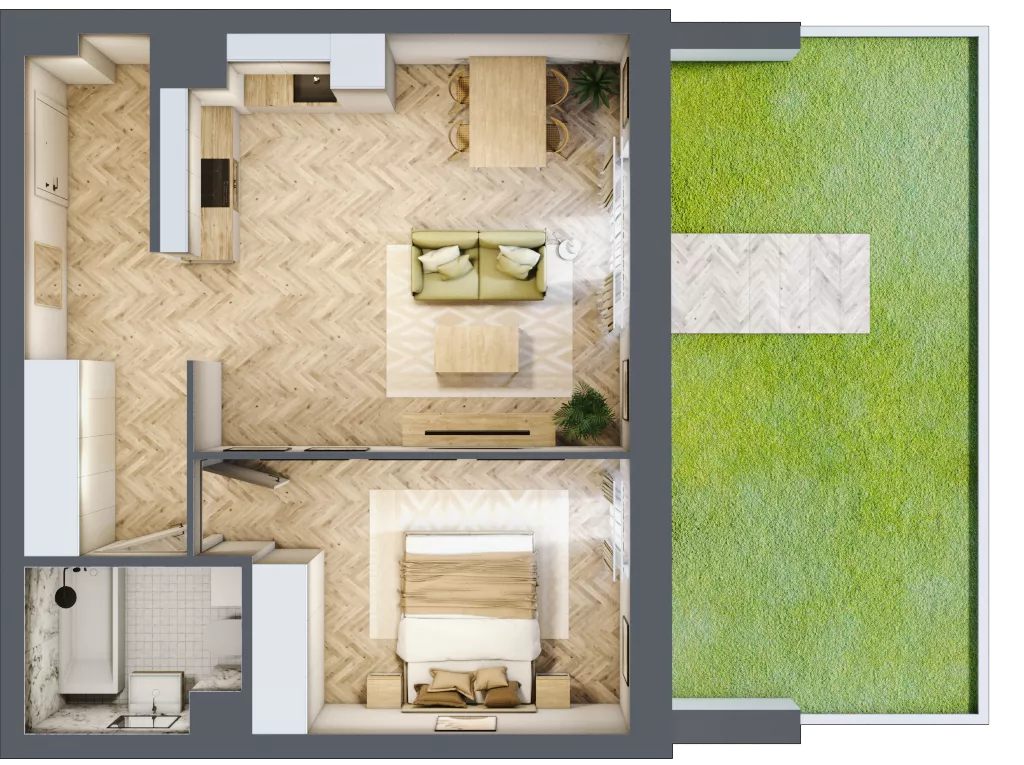 2 pokoje, mieszkanie 48,66 m², parter, oferta nr 38, Nowy Czechów, Lublin, Czechów Południowy, ul. Kameralna 3