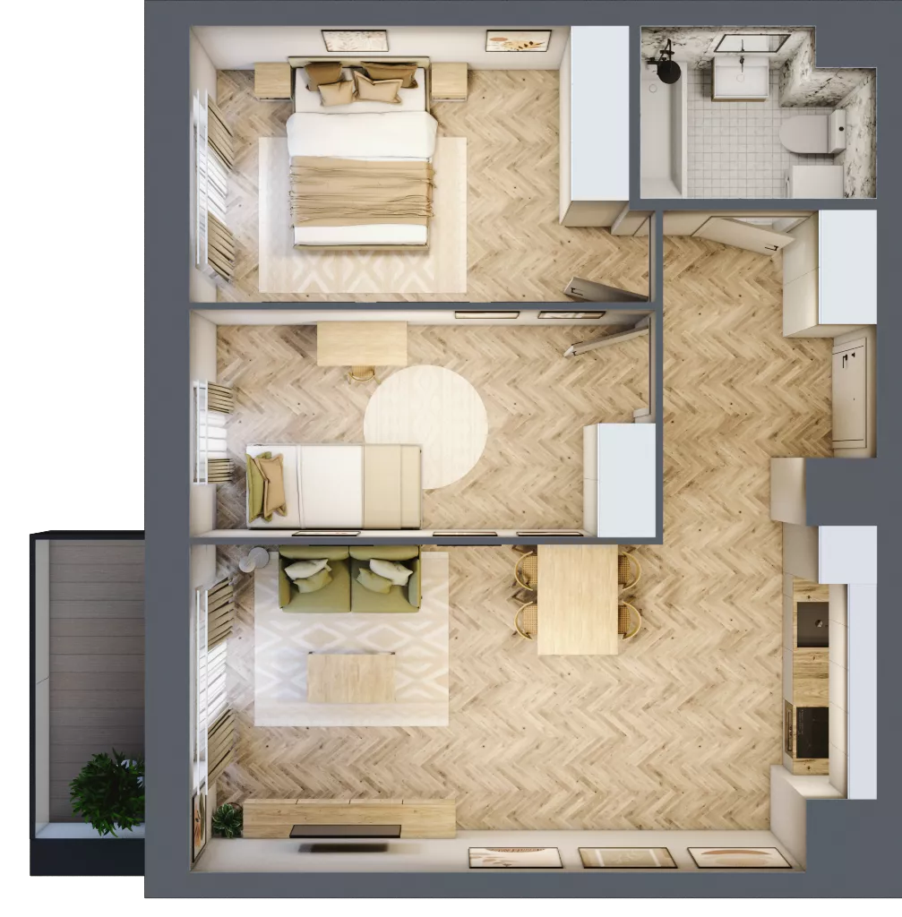 3 pokoje, mieszkanie 59,12 m², piętro 7, oferta nr 185, Nowy Czechów, Lublin, Czechów Południowy, ul. Kameralna 3