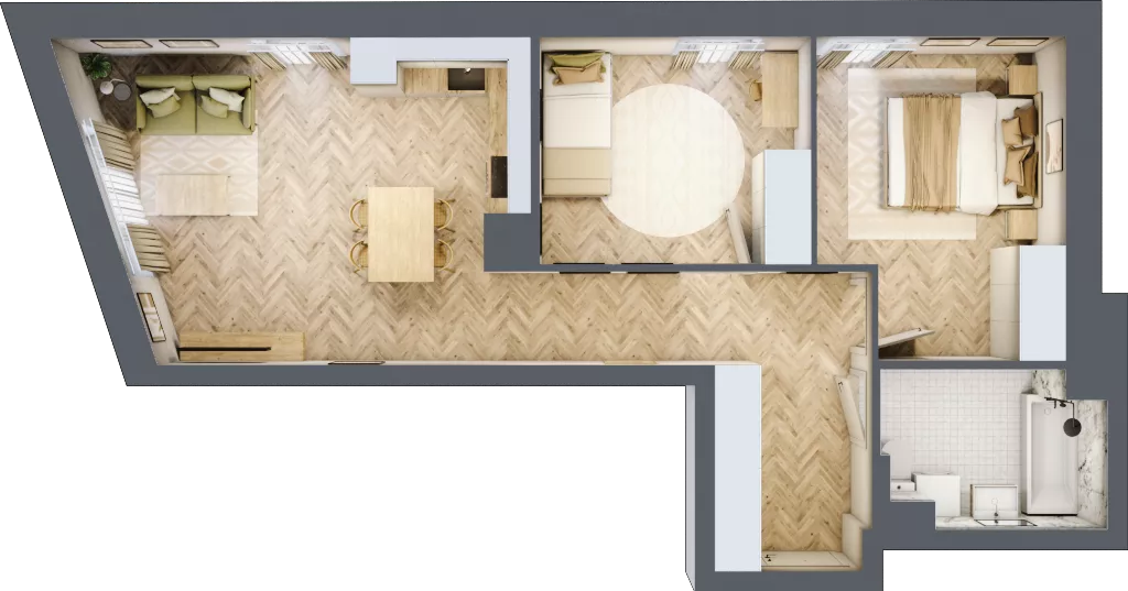 3 pokoje, mieszkanie 63,64 m², piętro 1, oferta nr 7, Nowy Czechów, Lublin, Czechów Południowy, ul. Kameralna 3