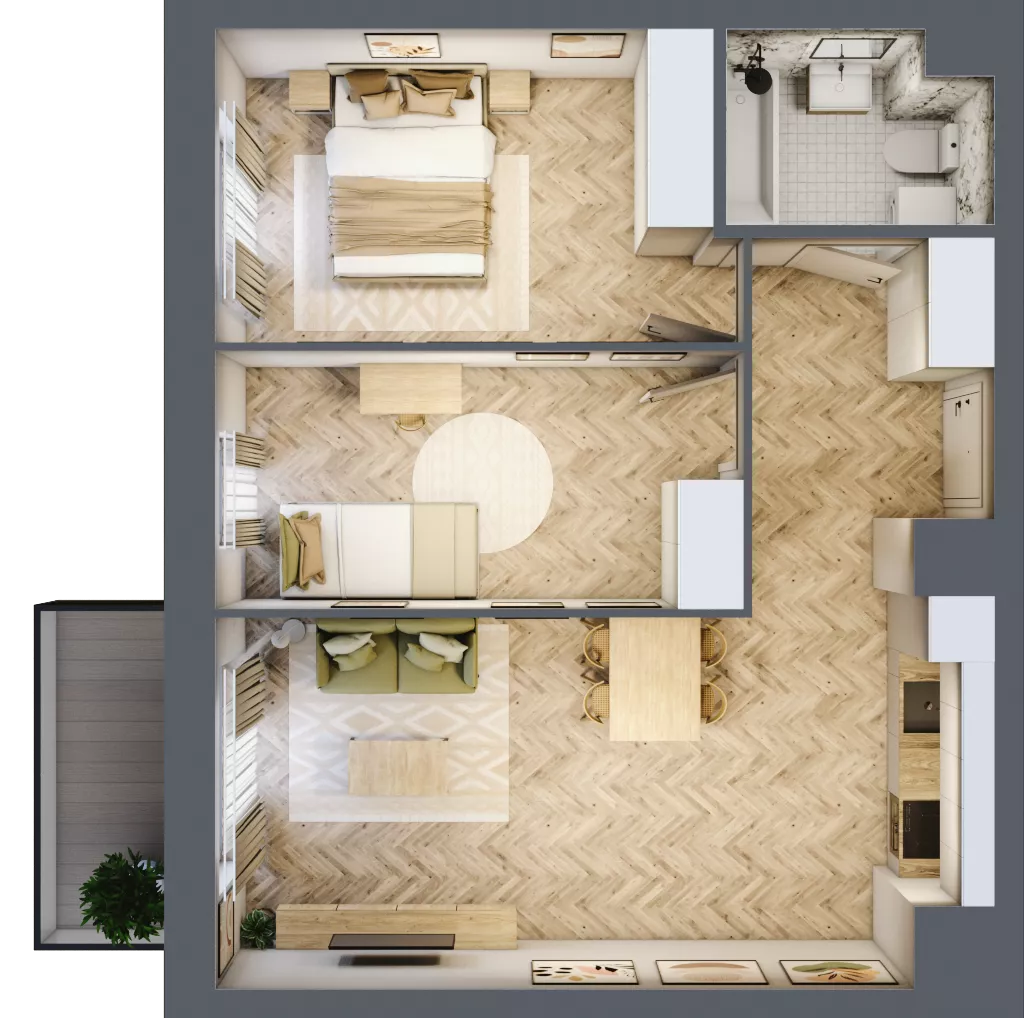 3 pokoje, mieszkanie 59,14 m², piętro 2, oferta nr 135, Nowy Czechów, Lublin, Czechów Południowy, ul. Kameralna 3