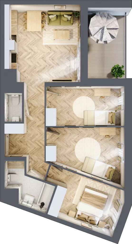 4 pokoje, mieszkanie 72,99 m², piętro 10, oferta nr 201, Nowy Czechów, Lublin, Czechów Południowy, ul. Kameralna 3