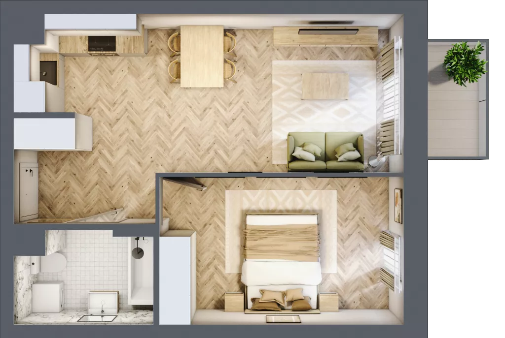 2 pokoje, mieszkanie 43,59 m², piętro 6, oferta nr 168, Nowy Czechów, Lublin, Czechów Południowy, ul. Kameralna 3