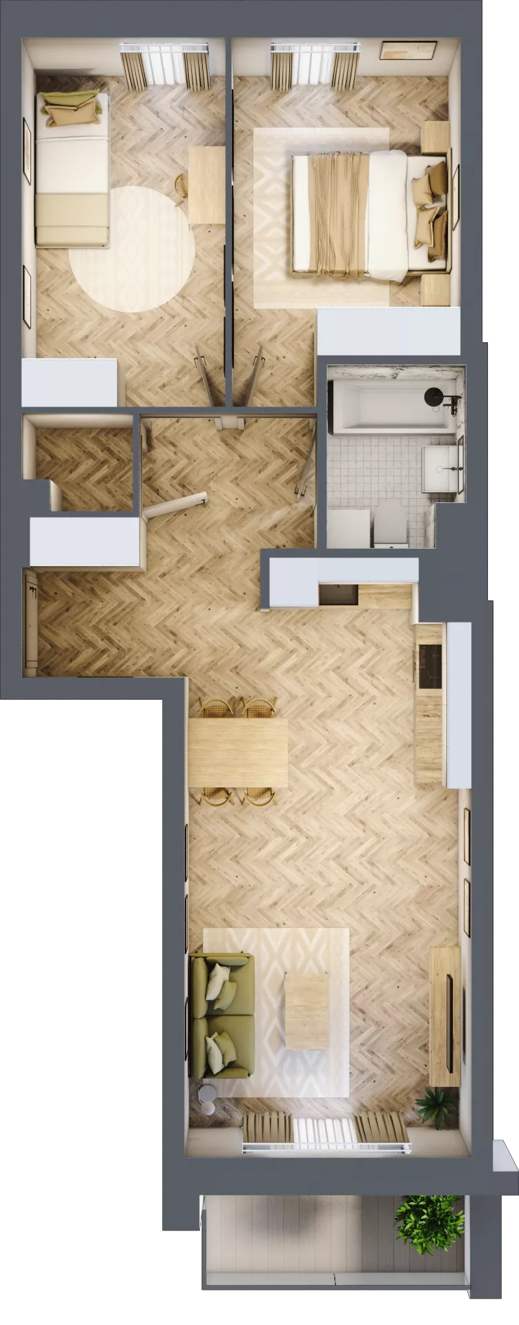 3 pokoje, mieszkanie 61,92 m², piętro 1, oferta nr 3, Nowy Czechów, Lublin, Czechów Południowy, ul. Kameralna 3