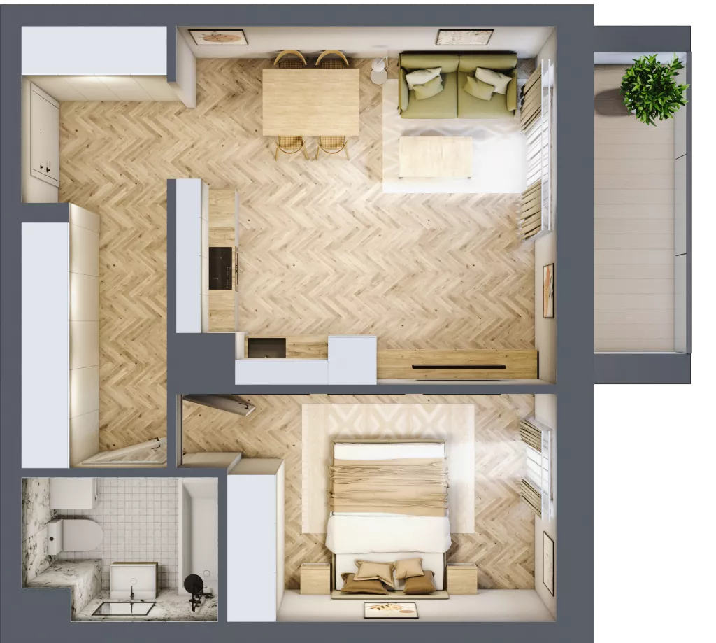 2 pokoje, mieszkanie 46,05 m², piętro 6, oferta nr 172, Nowy Czechów, Lublin, Czechów Południowy, ul. Kameralna 3