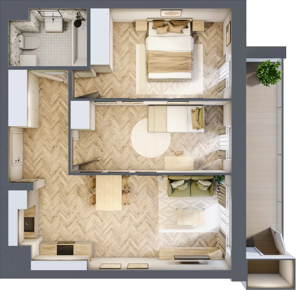 3 pokoje, mieszkanie 57,01 m², piętro 6, oferta nr 170, Nowy Czechów, Lublin, Czechów Południowy, ul. Kameralna 3