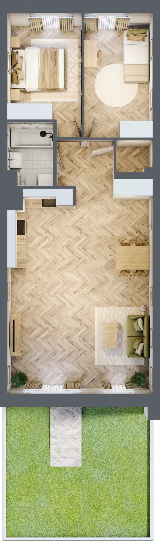 3 pokoje, mieszkanie 70,68 m², parter, oferta nr 42, Nowy Czechów, Lublin, Czechów Południowy, ul. Kameralna 3