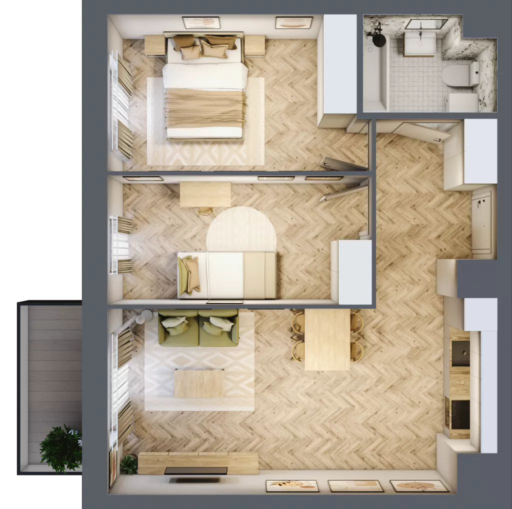 3 pokoje, mieszkanie 59,17 m², piętro 1, oferta nr 125, Nowy Czechów, Lublin, Czechów Południowy, ul. Kameralna 3
