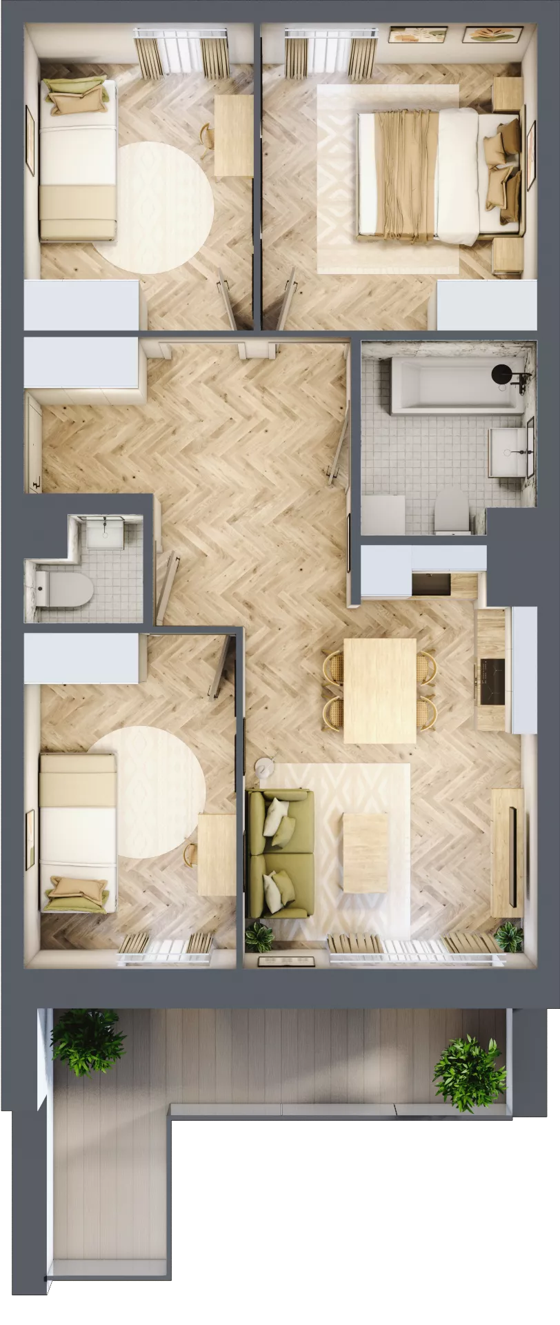 4 pokoje, mieszkanie 63,56 m², piętro 1, oferta nr 204, Nowy Czechów, Lublin, Czechów Południowy, ul. Kameralna 3