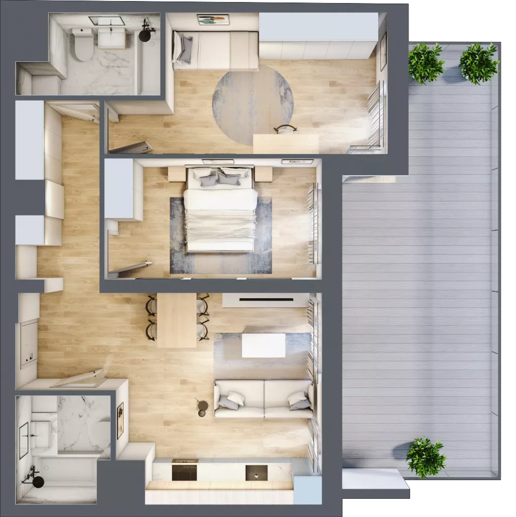 3 pokoje, mieszkanie 68,03 m², piętro 1, oferta nr 2/B7, Dzielnica Parkowa, Rzeszów, Słocina, ul. Ignacego Paderewskiego 47