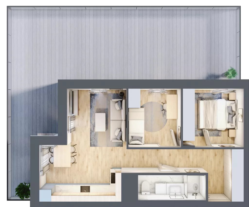 3 pokoje, mieszkanie 52,67 m², piętro 1, oferta nr 6/B7, Dzielnica Parkowa, Rzeszów, Słocina, ul. Ignacego Paderewskiego 47