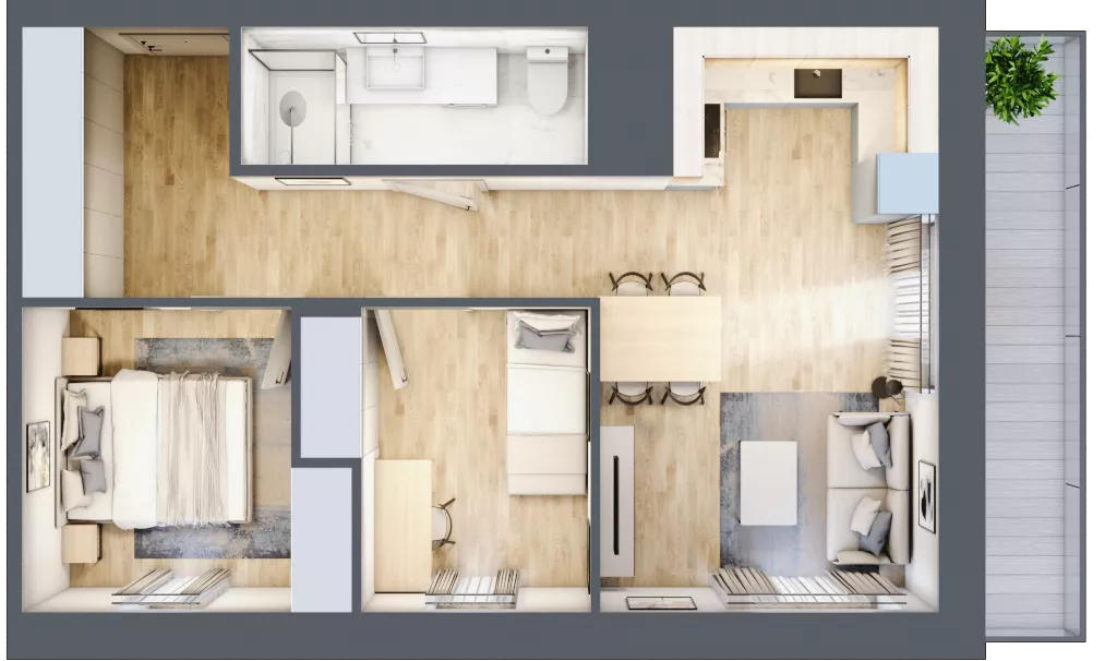 3 pokoje, mieszkanie 48,59 m², piętro 7, oferta nr 39/B8, Dzielnica Parkowa, Rzeszów, Słocina, ul. Ignacego Paderewskiego 47