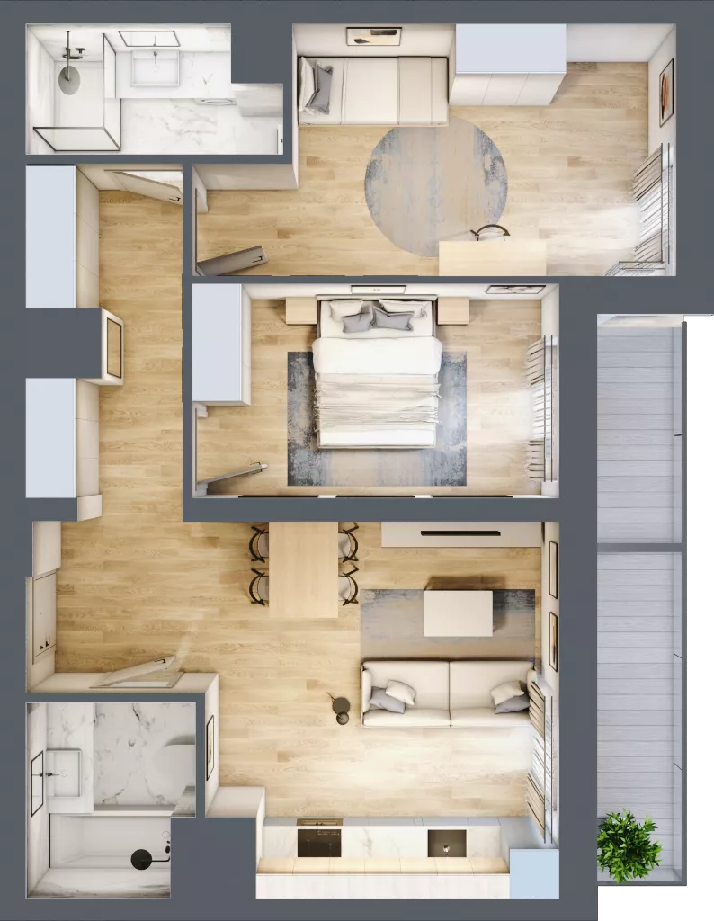 3 pokoje, mieszkanie 67,08 m², piętro 13, oferta nr 74/B8, Dzielnica Parkowa, Rzeszów, Słocina, ul. Ignacego Paderewskiego 47