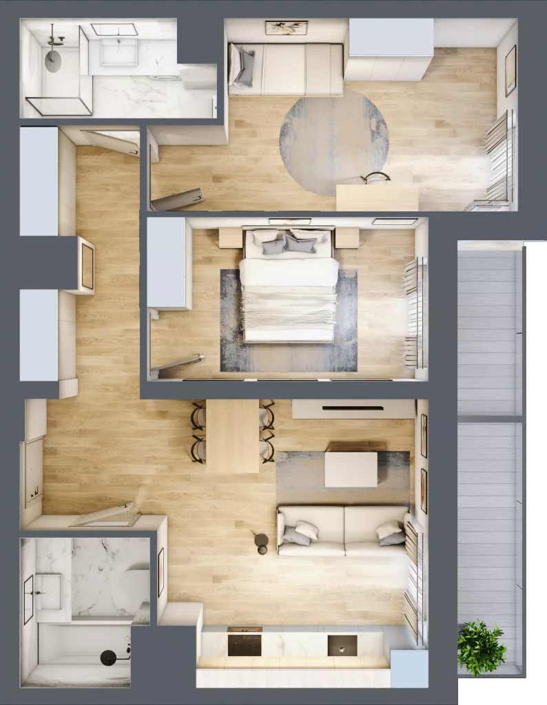 3 pokoje, mieszkanie 67,08 m², piętro 6, oferta nr 32/B8, Dzielnica Parkowa, Rzeszów, Słocina, ul. Ignacego Paderewskiego 47