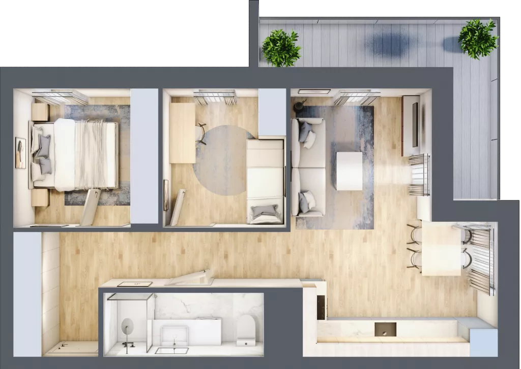 3 pokoje, mieszkanie 52,67 m², piętro 8, oferta nr 43/B8, Dzielnica Parkowa, Rzeszów, Słocina, ul. Ignacego Paderewskiego 47