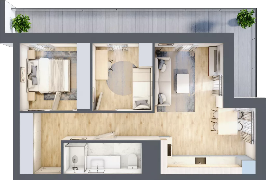 3 pokoje, mieszkanie 52,67 m², piętro 12, oferta nr 67/B8, Dzielnica Parkowa, Rzeszów, Słocina, ul. Ignacego Paderewskiego 47