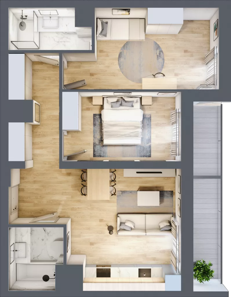 3 pokoje, mieszkanie 67,08 m², piętro 8, oferta nr 44/B8, Dzielnica Parkowa, Rzeszów, Słocina, ul. Ignacego Paderewskiego 47