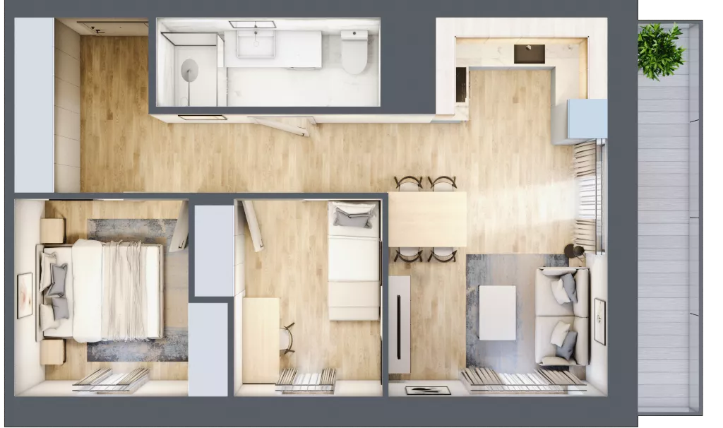3 pokoje, mieszkanie 48,59 m², piętro 9, oferta nr 51/B8, Dzielnica Parkowa, Rzeszów, Słocina, ul. Ignacego Paderewskiego 47
