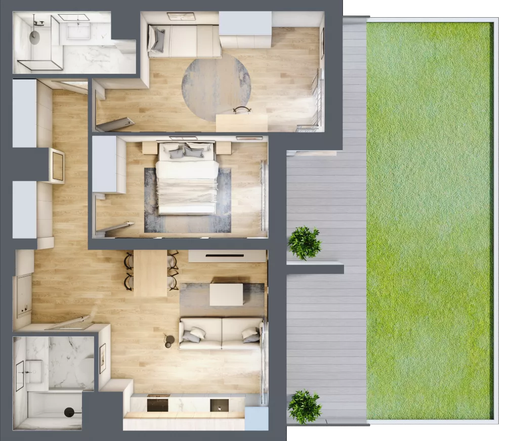 3 pokoje, mieszkanie 67,08 m², piętro 1, oferta nr 2/B8, Dzielnica Parkowa, Rzeszów, Słocina, ul. Ignacego Paderewskiego 47