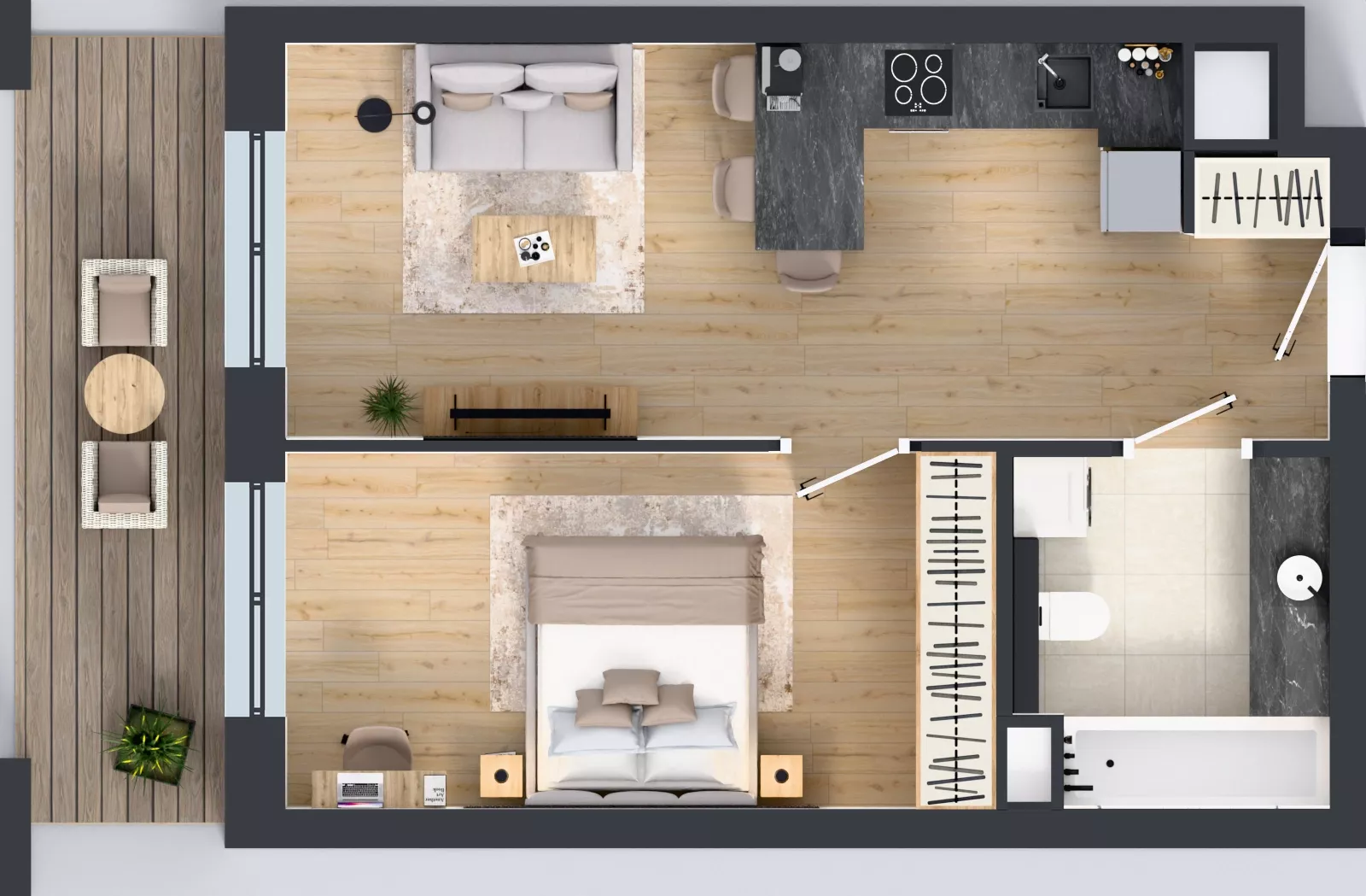 2 pokoje, mieszkanie 42,40 m², parter, oferta nr LM-004, Perspektywa Czechów, Lublin, Czechów Północny, ul. Wojtasa
