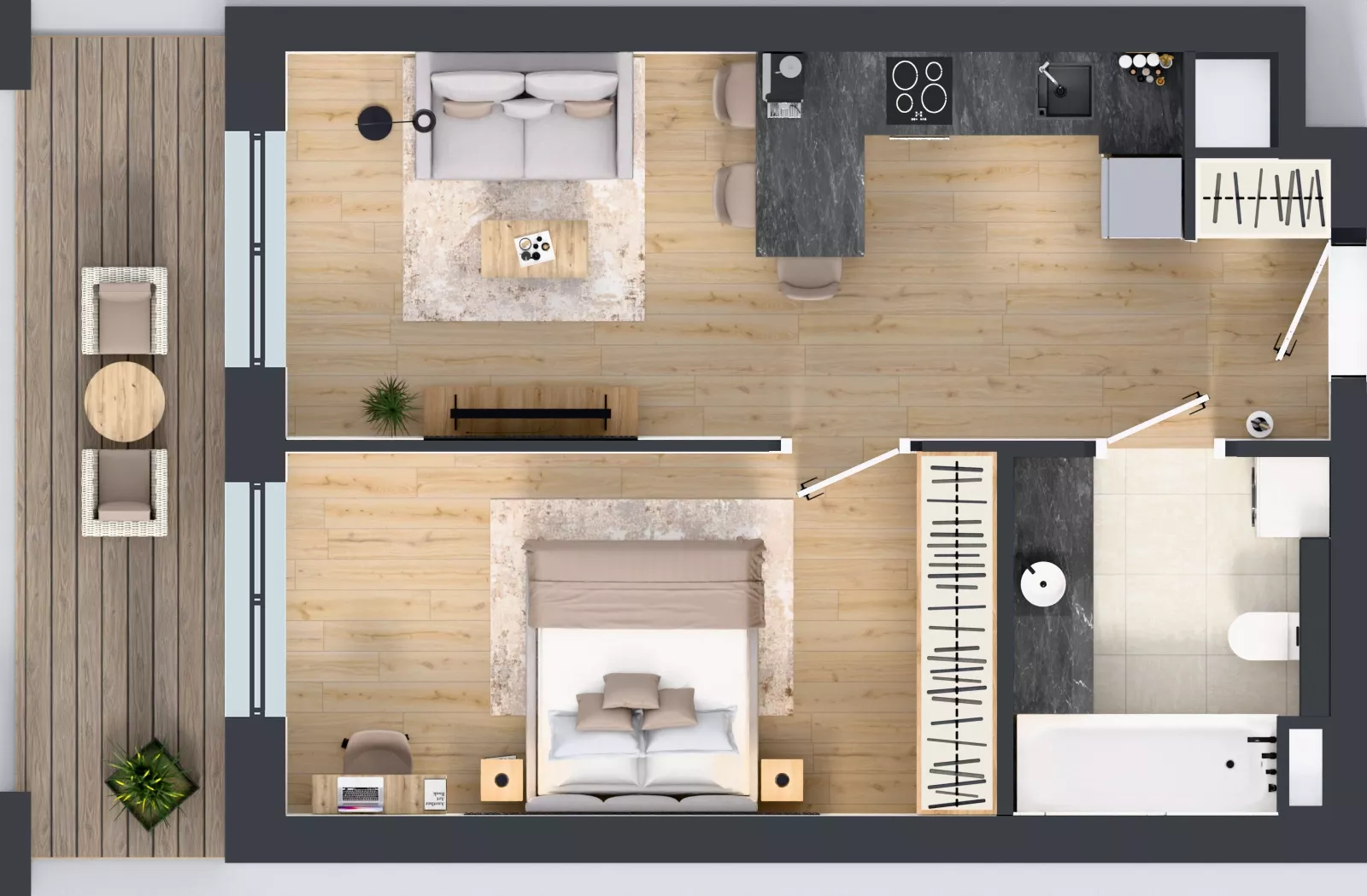 2 pokoje, mieszkanie 42,37 m², piętro 1, oferta nr LM-019, Perspektywa Czechów, Lublin, Czechów Północny, ul. Wojtasa