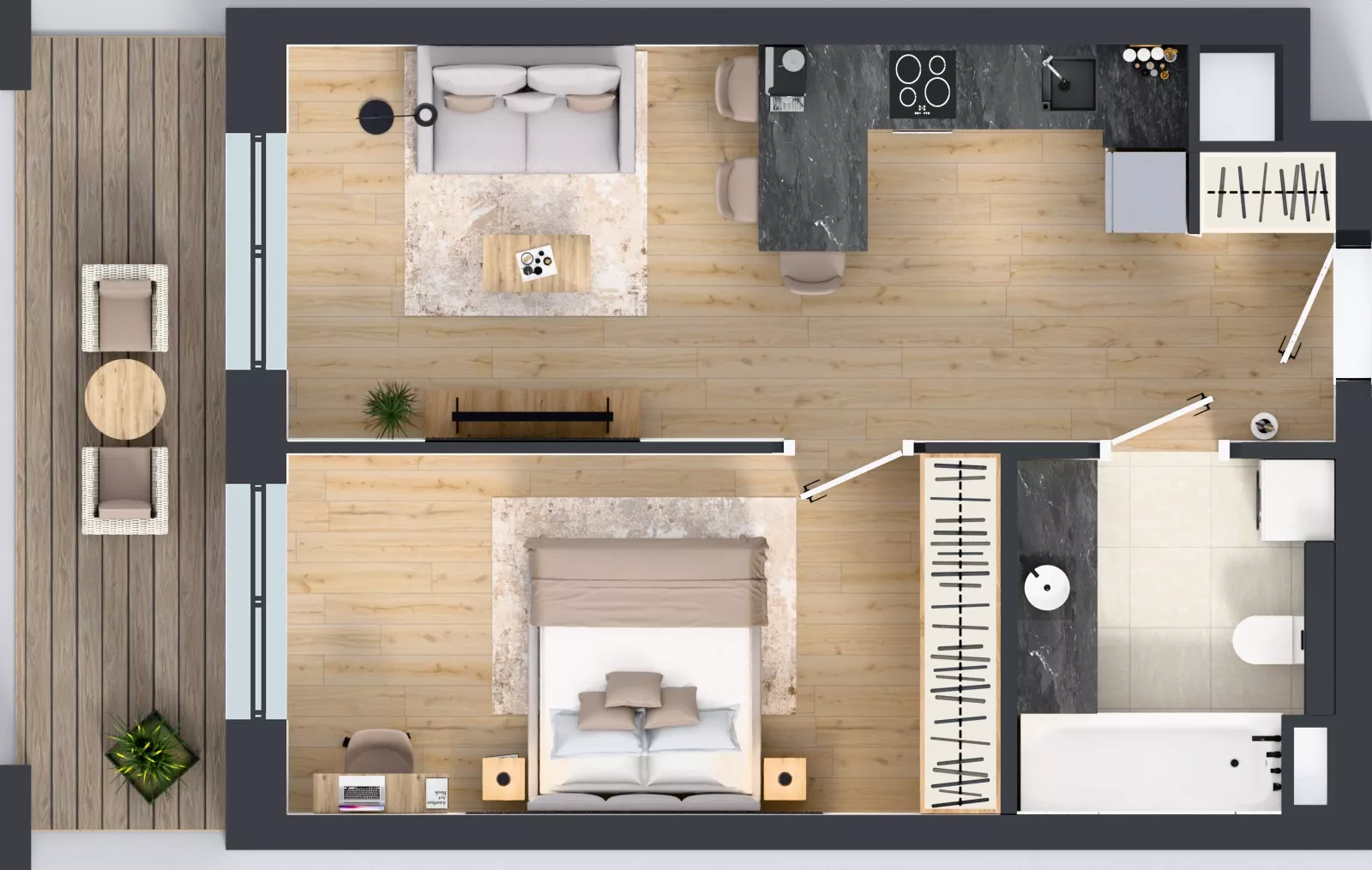 2 pokoje, mieszkanie 42,37 m², piętro 1, oferta nr LM-021, Perspektywa Czechów, Lublin, Czechów Północny, ul. Wojtasa