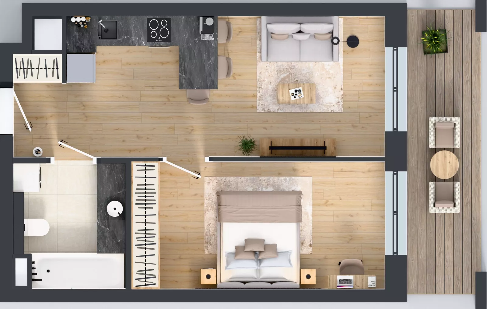 2 pokoje, mieszkanie 42,36 m², piętro 1, oferta nr LM-024, Perspektywa Czechów, Lublin, Czechów Północny, ul. Wojtasa