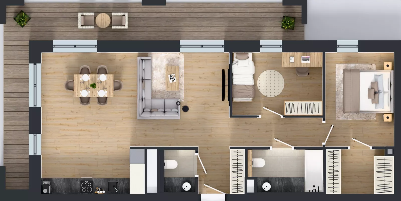3 pokoje, mieszkanie 77,26 m², piętro 1, oferta nr LM-095, Perspektywa Czechów, Lublin, Czechów Północny, ul. Wojtasa