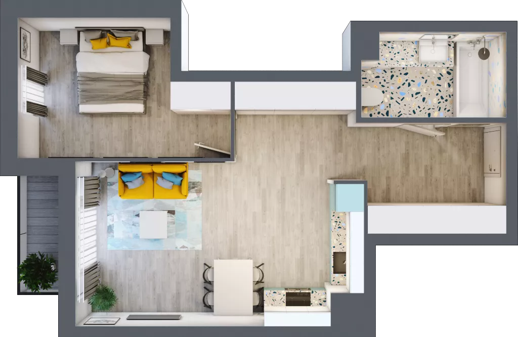2 pokoje, mieszkanie 50,73 m², piętro 4, oferta nr A-A4M2, Osiedle Blask, Łódź, Bałuty, ul. Smugowa 24