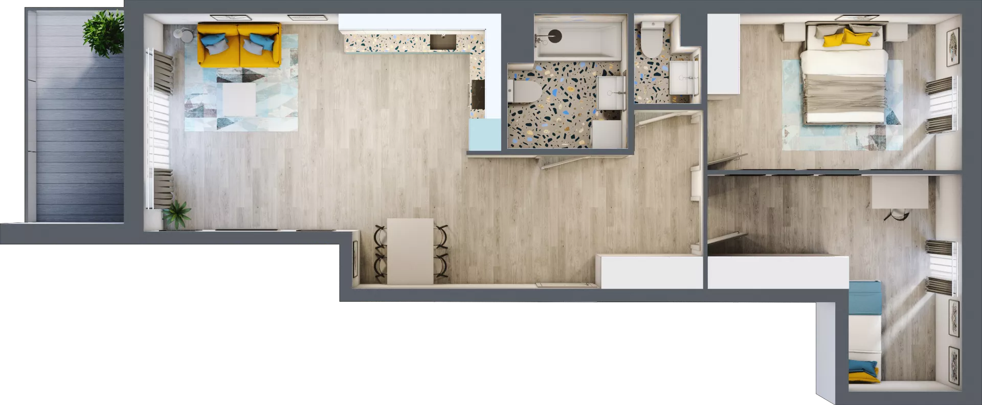 3 pokoje, mieszkanie 74,55 m², piętro 1, oferta nr A-B1M1, Osiedle Blask, Łódź, Bałuty, ul. Smugowa 24