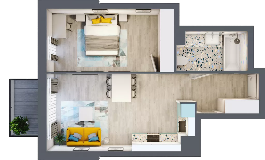2 pokoje, mieszkanie 46,51 m², piętro 2, oferta nr A-C2M2, Osiedle Blask, Łódź, Bałuty, ul. Smugowa 24