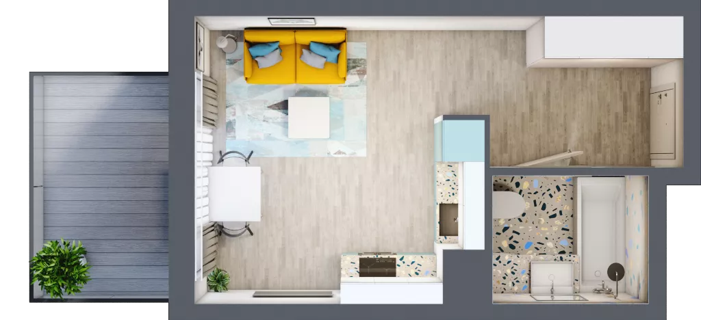 1 pokój, mieszkanie 26,66 m², piętro 5, oferta nr A-E5M2, Osiedle Blask, Łódź, Bałuty, ul. Smugowa 24
