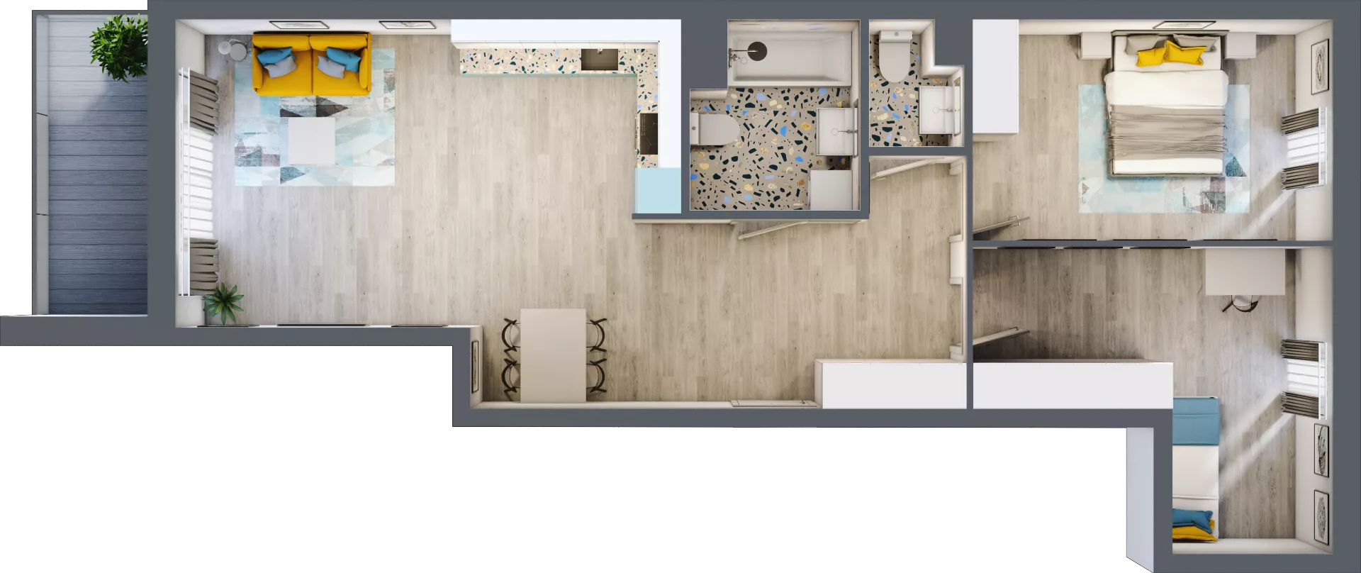 3 pokoje, mieszkanie 74,55 m², piętro 3, oferta nr A-B3M1, Osiedle Blask, Łódź, Bałuty, ul. Smugowa 24